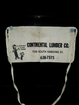 Vintage Advertising Nail Apron Continental Lumber Co.  1136 S.  Harding St.  Indpls