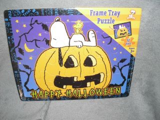 Rare Peanuts Great Pumpkin Patch Snoopy Frame Tray Halloween 12 Pc Puzzle Nip