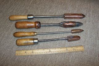 4 Antique Copper Tip Soldering Irons Old Primitive Blowtorch Plumbing Tools
