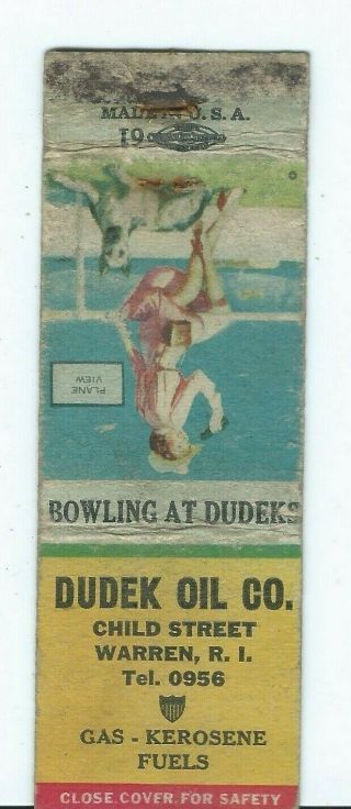 Vintage Matchbook Cover - " Dudek Oil Co.  " Warren Ri Mc1.