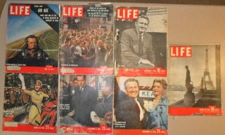 7 Vintage,  Life Magazines From 1940 