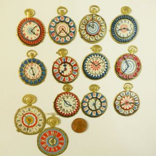 Vintage L&b Victorian Die Cut Scrap Clocks Pocket Watches Germany