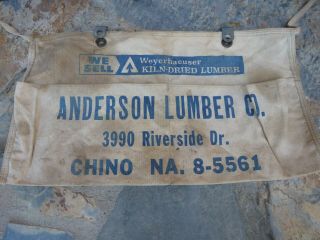 Vintage Lumber Carpenter Nail Apron Anderson Lumber Co.  Chino,  Ca.