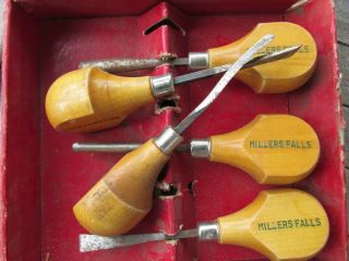 Vintage MILLERS FALLS Wood Carving Chisel Set of 5 2