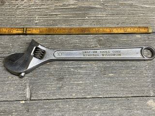 Vintage Snap On Tools Corp Blue Point 10” Adjustable Wrench