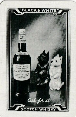 Black White Scotch Whisky Scotty Dog 1 Single Vintage Swap Playing Card