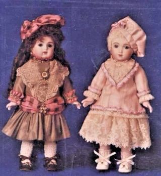 11 " Antique Bebe Bru Jne Bleuette Doll Low Waist Dress Hat Pattern French German