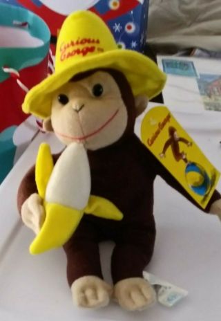 Curious George In Yellow Hat,  Banana Plush Toy Network With Tags 11 " Htf