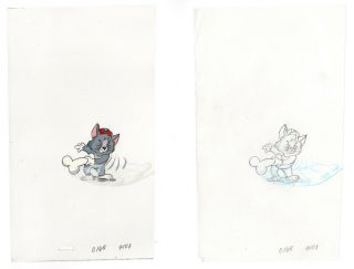 Tom And Jerry Kids Show Production Cel And Drawing Fragments Hanna Barbera 90 - 94