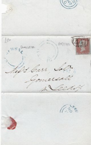 1847 Qv Yorkshire Gomersal & Birstall Udcs On Cover With A 1d Penny Red Stamp
