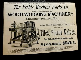 1883 Preble Machine Engraving Advertising - Chicago - Planer Knives Files