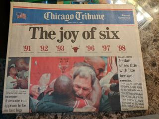 Chicago Tribune June 15 1998 The Joy Of Six World Champion Bulls Michael Jordan