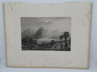 Shechem (naplous. ),  With View Of Mount Gerizim - Bible Book Page - C.  1861