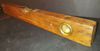 Vintage Antique Wood/brass 18 " Carpenters Level