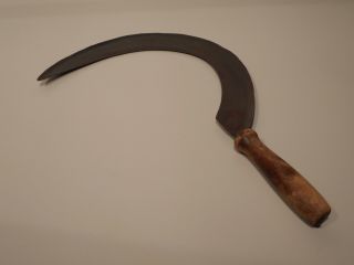 Antique H.  Boker & Co.  Germany Harvest Knife Hand Sickle Scythe Wood Handle