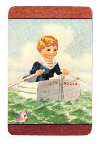 Swap Card Coles Un - Named Series Vintage - Girl Rowing Boat Jolly Roger