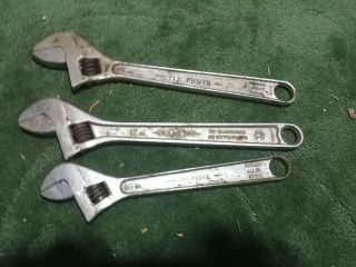 Three Vintage Adjustable Wrenches Proto712,  Diamond 12 Inch,  Proto 710