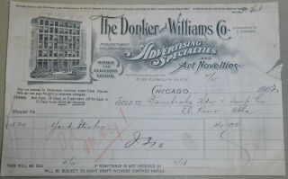 1902 Billhead Chicago Illinois The Donker And Williams Company Art Novelties
