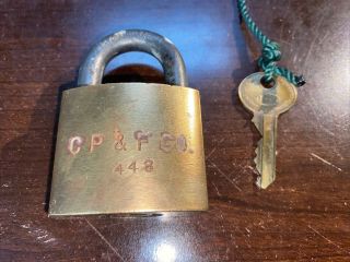 Vintage C.  P.  & F.  Co Brass Lock And Key Corbin