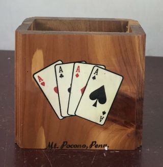 Handcrafted Classic Wooden Playing Card Holder Deck Box Storage Case