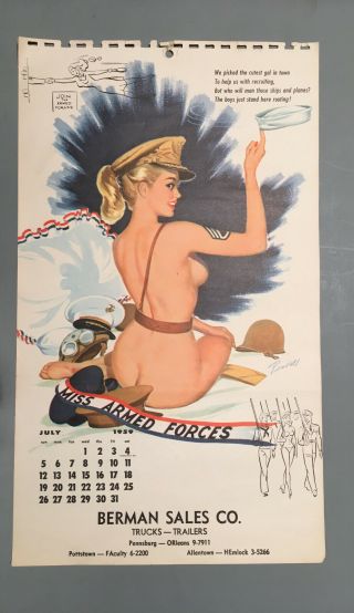1959 PinUp Calendar,  Bill Randall,  MISS ARMED FORCE,  October 1959,  Berman Sales 3