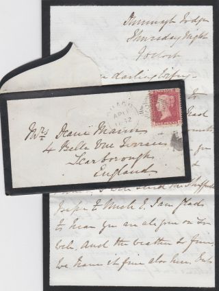 1862 Qv Omagh Tryone Ireland Mourning Cover With A 1d Penny Red Stamp,  Letter