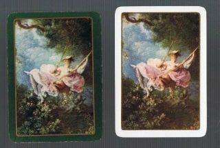 Swap Playing Cards 2 Wide Vint Eng Gorgeous Lady On Swing Art Fragonard 163ew