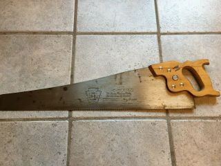 Vintage Disston & Sons D8 Swayback 26 " Hand Saw Crosscut 8 Point Collectible Usa