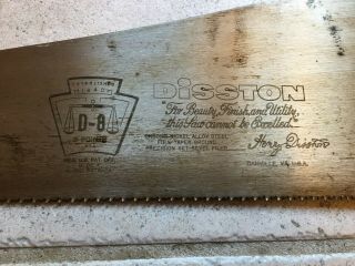 Vintage Disston & Sons D8 Swayback 26 