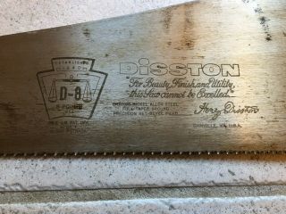 Vintage Disston & Sons D8 Swayback 26 