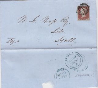 1850 Qv West Yorkshire Stanningley Udc On Cover With A Good 1d Penny Red Stamp
