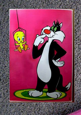 Vintage Poster Tweety Bird Sylvester Warner Bros 24 " X36 " Looney Golden Book Rare