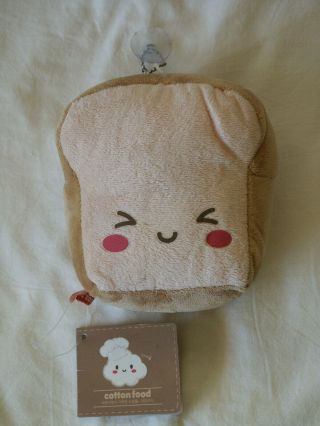 Cottonfood Bread Slice Plush W/ Suction Cup On Ball Chain 5” Toast Keychain