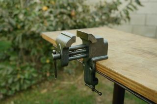 Vintage Table Mount Vise 1 - 3/4  Jaws,  Cast Iron Jewelers Hobby Vice