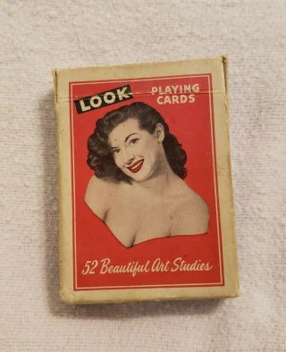 Vintage Pack Of 52 Crown Dist.  Look Playing Cards Pin Up Girls Art Studies