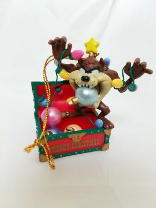 1995 Looney Tunes Christmas Ornament Taz Tangled In Christmas Lights Warner Bros