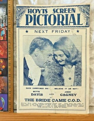 Vintage 1941 Regent Brisbane Movie Flyer Bride Came Cod Bette Davis James Cagney