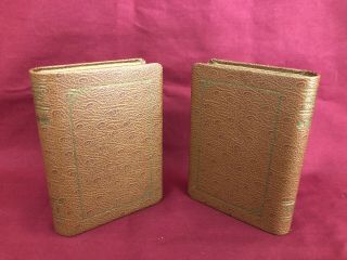 Vintage Playing Card Holder Library Book Style Vol.  1 & 2 w/ 2 decks 3