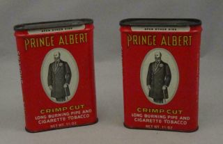 2 - Prince Albert Crimp Cut Long Burning Pipe And Cigarette Tobacco Tins