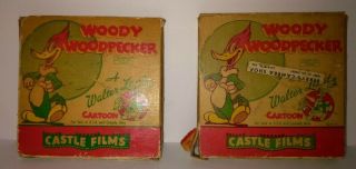 2 Castle Films 8 Mm Woody Woodpecker Cartoons Fair Weather Friends & Knock Knock