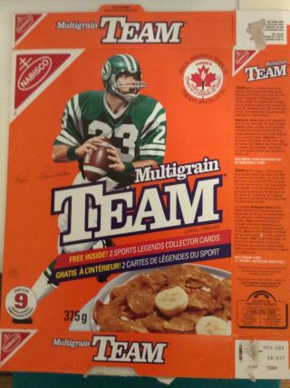 Ron Lancaster Ottawa Saskatchewan Roughriders Cfl Football Cereal Box