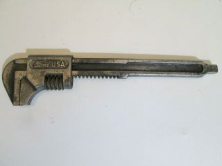 Vintage Antique Ford Script Adjustable Wrench Model A 9 3/8 " Oil Plug Blade