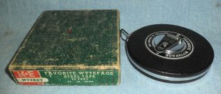 Vintage K&e 50 Foot Engineers Steel Tape Measure Favorite Wyteface W7382t W/ Box