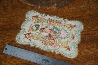 Large Antique Victorian Valentine Greeting Card Large Size Die Cut Cover