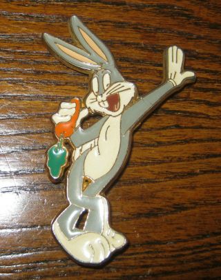 Vintage 1992 Warner Brothers Bugs Bunny Looney Tunes Enamel Pin Brooch 3.  25 Inch