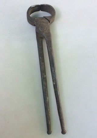 ANTIQUE/VINTAGE HAND FORGED BLACKSMITH TONGS FARRIER TOOL NIPPER 3