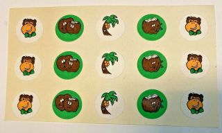 Vintage Coconut Scratch N Sniff Stickers 1 Sheet 1980 