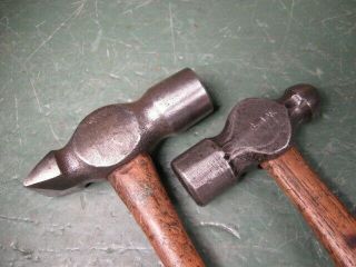 Old Vintage Tools Fine Small Ball Pein Hammers Shape Machining