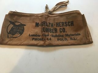 Vintage 1950’s? Mcgrath - Herschel Lumber Canvas Nail Pouch Apron Mule - Hide Roofs