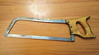 Vintage E C Atkins No 8 Butcher Saw Hack Saw Gibson Wood Handle 14 In Blade Usa